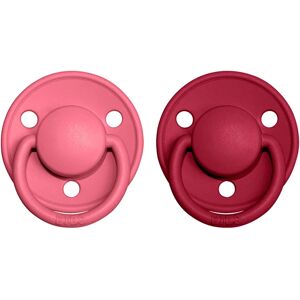 BIBS De Lux Natural Rubber Size 2: 6+ months dummy Coral / Ruby 2 pc