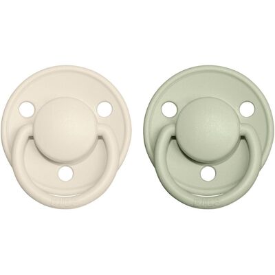 BIBS De Lux Natural Rubber Size 2: 6+ months dummy Ivory / Sage 2 pc BIBS De Lux Natural Rubber Size 2: 6+ months dummy Ivory / Sage 2 pc