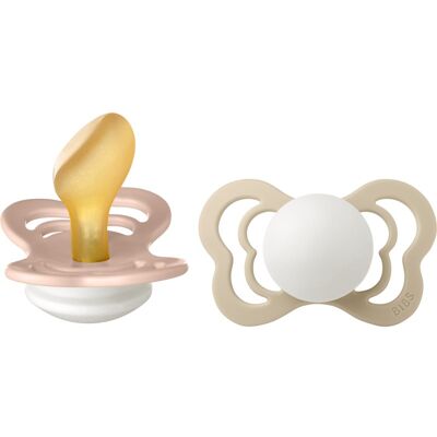 BIBS Couture Glow Natural Rubber Size 2 - Pacifier - 6+ months - Blush/Vanilla BIBS Couture Glow Natural Rubber Size 2 - Pacifier - 6+ months - Blush/Vanilla
