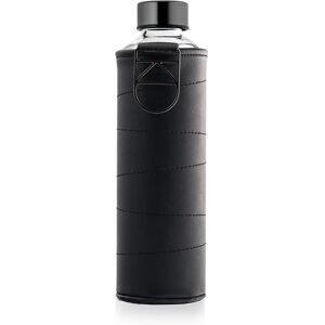 Equa Mismatch glass water bottle + faux leather case colour Graphite 750 ml