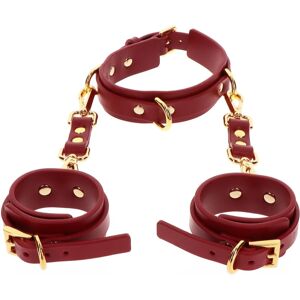 Taboom Bondage in Luxury D-Ring Collar and Wrist Cuffs collar and handcuffs red 42,5 cm