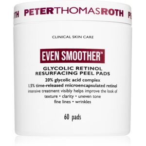 Peter Thomas Roth EVEN SMOOTHER™ Glycolic Retinol Resurfacing Peel Pads exfoliating cotton pads night 1 caps. Peter Thomas Roth EVEN SMOOTHER™ Glycolic Retinol Resurfacing Peel Pads exfoliating cotton pads night 1 caps.