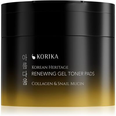 KORIKA Korean Heritage Collagen & Snail Mucin Renewing Gel Toner Pads revitalising gel toner pads 70 pc KORIKA Korean Heritage Collagen & Snail Mucin Renewing Gel Toner Pads revitalising gel toner pads 70 pc