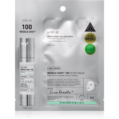 VT Cosmetics Reedle Shot 100 2-Step Mask intense repair mask for two-phase skin treatment 26.5 g VT Cosmetics Reedle Shot 100 2-Step Mask intense repair mask for two-phase skin treatment 26.5 g
