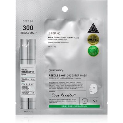 VT Cosmetics Reedle Shot 300 2-Step Mask intense repair mask for two-phase skin treatment 26.5 g VT Cosmetics Reedle Shot 300 2-Step Mask intense repair mask for two-phase skin treatment 26.5 g
