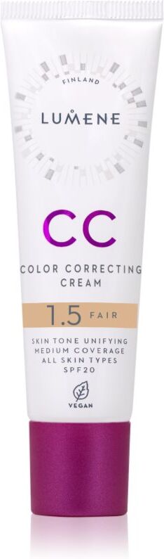 Lumene CC Color Correcting Cream CC cream for even skin tone SPF 20 shade 1.5 Fair (Warm) 30 ml