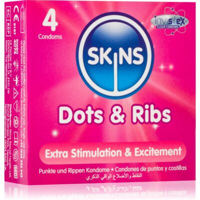 Skins Vanilla Dots & Ribs Condoms - 4 pcs Skins Vanilla Dots & Ribs Condoms - 4 pcs
