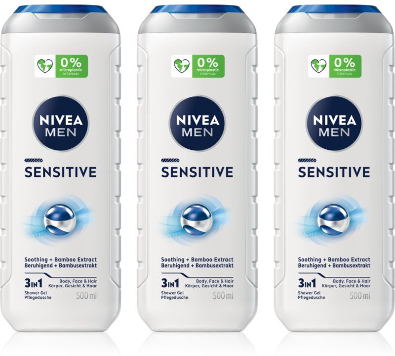 NIVEA MEN Sensitive shower gel M economy pack 3 x 500 ml