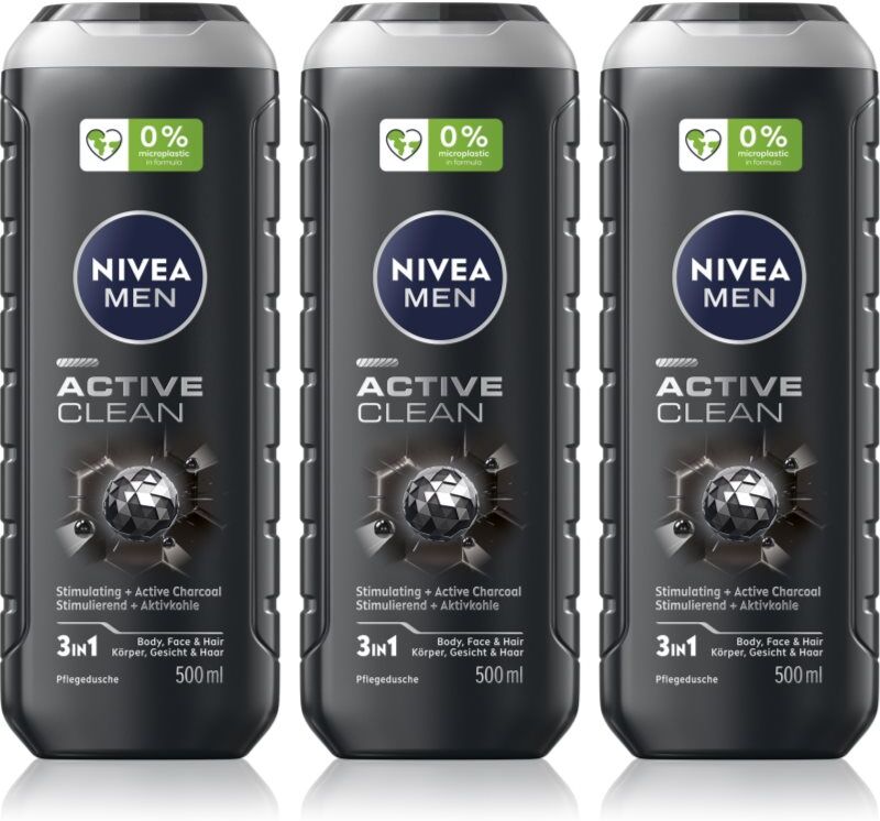 NIVEA MEN Active Clean shower gel M economy pack 3 x 500 ml