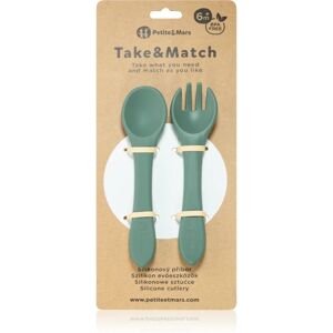 Petite&Mars Take&Match Silicone Cutlery cutlery Misty Green 6 m+ 2 pc