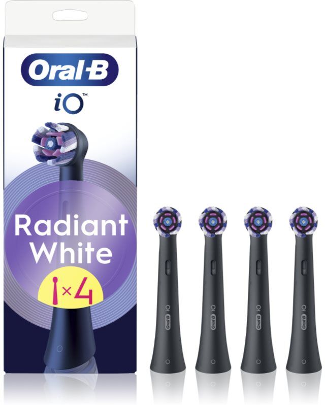 Oral-B iO Radiant White toothbrush replacement heads with whitening fibres Black 4 pc