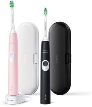 Philips Sonicare 4300 Protective Clean HX6800/35 Sonic Electric Toothbrush, 2 shafts Black and Pink