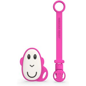 Matchstick Monkey Flat Face Teether & Soother Clip gift set Pink(for children)