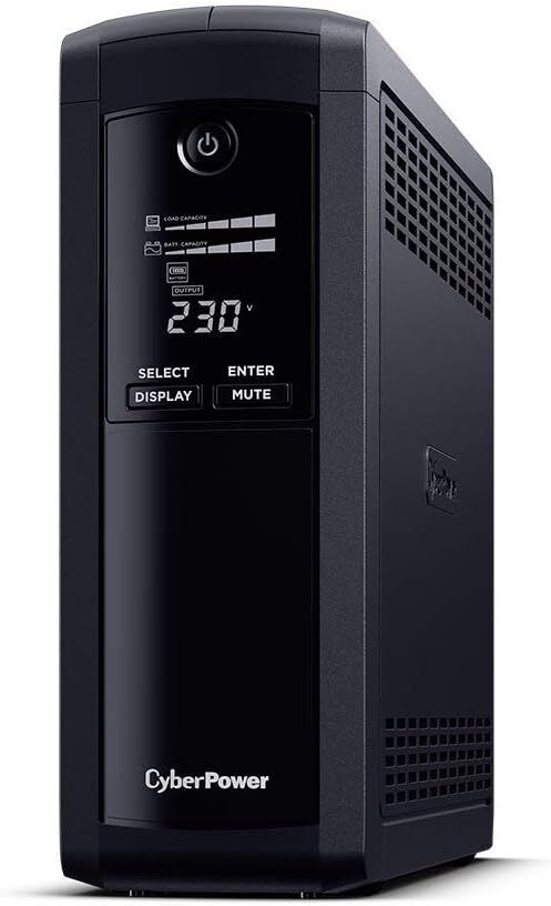 AWD-IT CyberPower Value Pro 1200VA Line Interactive Tower UPS 720W LCD Display 8x IEC AVR Energy Saving 1Gbps Ethernet