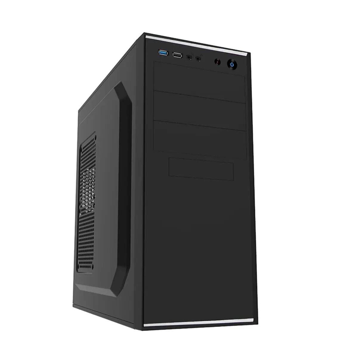 CiT Jet Stream Black Mid-Tower Case with Silver Stripe and 500W Power Supply