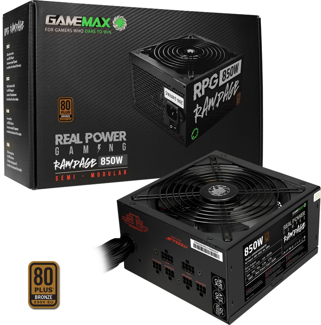 GameMax RPG 850W Rampage PSU 80 Plus Bronze Rated Semi-Modular Power Supply