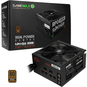 GameMax RPG 850W Rampage PSU 80 Plus Bronze Rated Semi-Modular Power Supply GameMax RPG 850W Rampage PSU 80 Plus Bronze Rated Semi-Modular Power Supply
