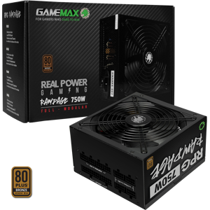 GameMax RPG 750W Rampage PSU 80 Plus Bronze Rated Fully Modular Power Supply - GMXRPG750FMOD GameMax RPG 750W Rampage PSU 80 Plus Bronze Rated Fully Modular Power Supply - GMXRPG750FMOD