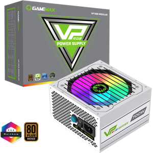 GameMax VP700w White RGB 80+ Bronze PSU Semi-Modular Power Supply - PSUGMXVP700SMODWHT GameMax VP700w White RGB 80+ Bronze PSU Semi-Modular Power Supply - PSUGMXVP700SMODWHT