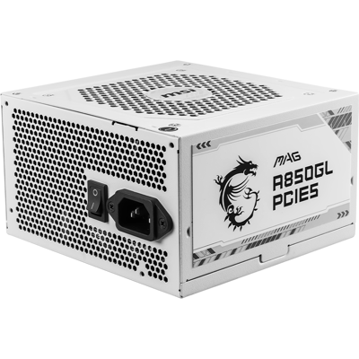 MSI MAG A850GL PCIE5 850W 80 Plus Gold Rated ATX 3.0 Fully Modular Power Supply Unit - WHITE MSI MAG A850GL PCIE5 850W 80 Plus Gold Rated ATX 3.0 Fully Modular Power Supply Unit - WHITE