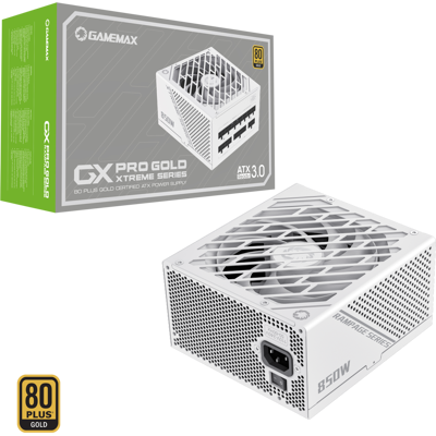 GameMax GX-850W Pro 80 Plus Gold PSU Modular ATX 3.0 PCIe 5.0 850W Power Supply - WHITE GameMax GX-850W Pro 80 Plus Gold PSU Modular ATX 3.0 PCIe 5.0 850W Power Supply - WHITE