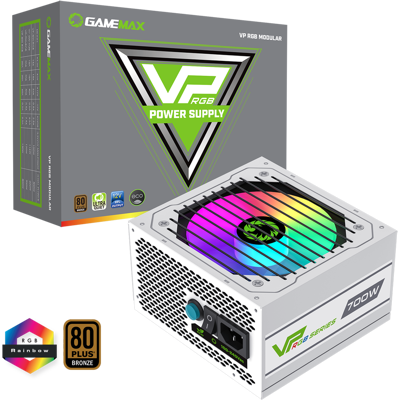 GameMax VP700w White RGB 80+ Bronze PSU Semi-Modular Power Supply - PSUGMXVP700SMODWHT GameMax VP700w White RGB 80+ Bronze PSU Semi-Modular Power Supply - PSUGMXVP700SMODWHT