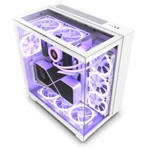 NZXT H9 Elite Dual-Chamber Tempered Glass ATX Mid-Tower Gaming PC Case - White - CM-H91EW-01