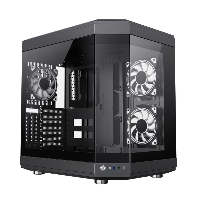 GameMax Hype Black Mid-Tower ATX Dual Chamber Gaming Case