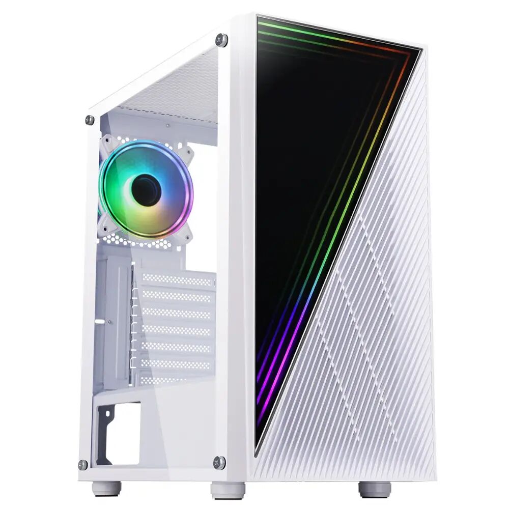 X= Infinity White ARGB ATX Tempered Glass Esports PC Gaming Case