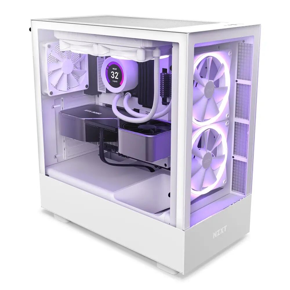 NZXT H5 Elite ATX Tempered Glass RGB LED Mid Tower PC Case - All White