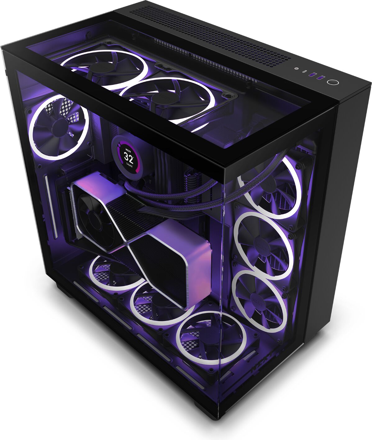 NZXT H9 Elite Dual-Chamber Tempered Glass ATX Mid-Tower Gaming PC Case - Black - CM-H91EB-01