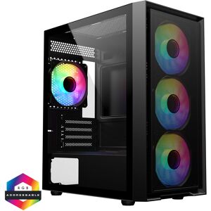 [Clearance] CiT Luna Black Micro-ATX PC Gaming Case with 4 x 120mm Infinity ARGB Fans Included 1 x 4-Port Fan Hub Tempered Glass Side Panel