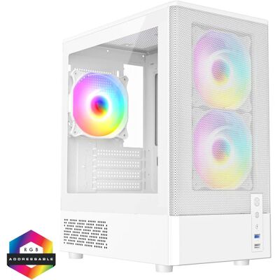 CiT F3 (2025) White Micro-ATX Mesh Front ARGB Gaming PC Case with Tempered Glass Side Panel – CIT-F3-WHT-ARGB CiT F3 (2025) White Micro-ATX Mesh Front ARGB Gaming PC Case with Tempered Glass Side Panel – CIT-F3-WHT-ARGB