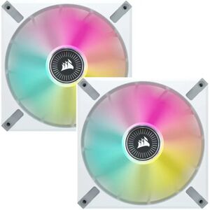 Corsair iCUE ML140 RGB ELITE Premium 140mm PWM Magnetic Levitation Fan — White DUAL Pack - CO-9050119-WW