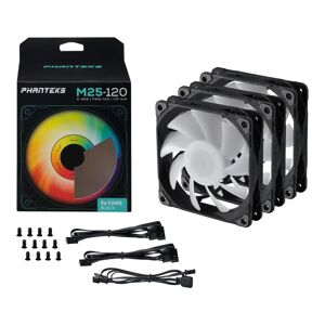 Phanteks M25 120mm D-RGB PWM Case Fan Triple Pack - Black - PH-F120M25_DRGB_PWM_BK01_3P