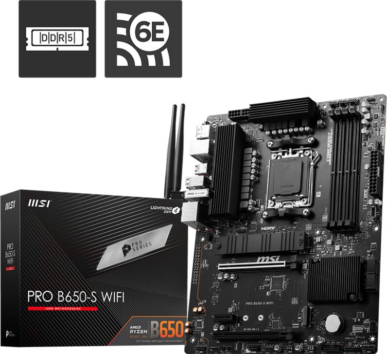 MSI PRO B650-S WIFI AMD Ryzen AM5 DDR5 ATX Motherboard