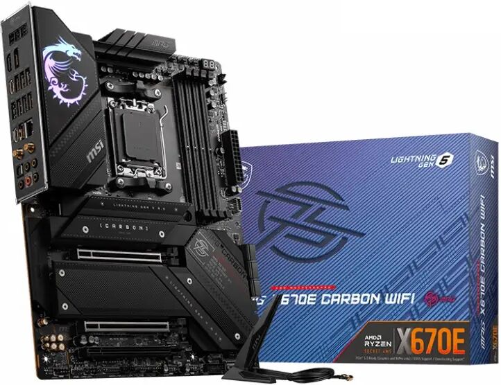 AMD Ryzen 7 7700X Eight Core 4.5GHz, MSI MPG X670E CARBON WIFI Motherboard CPU Bundle