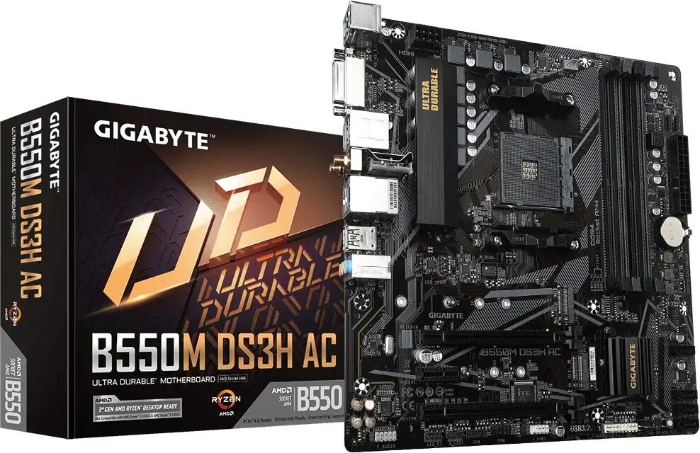 Gigabyte B550M DS3H AC AMD Ryzen B550 Micro ATX DDR4 WIFI Motherboard - Socket AM4