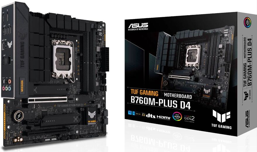 Asus TUF GAMING B760M-PLUS D4 Intel DDR4 Micro ATX Motherboard LGA 1700 - 90MB1DI0-M0EAY0