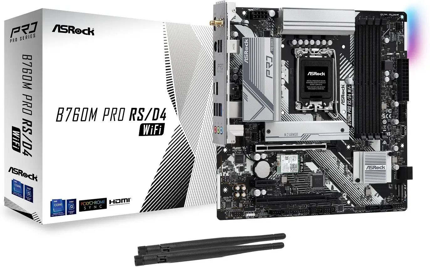 ASRock B760M PRO RS/D4 WIFI Intel DDR4 Micro ATX Motherboard - LGA 1700