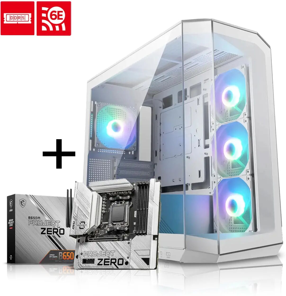 MSI Project Zero Bundle - MAG PANO M100R PZ White Case + AMD B650M PROJECT ZERO AM5 DDR5 Motherboard