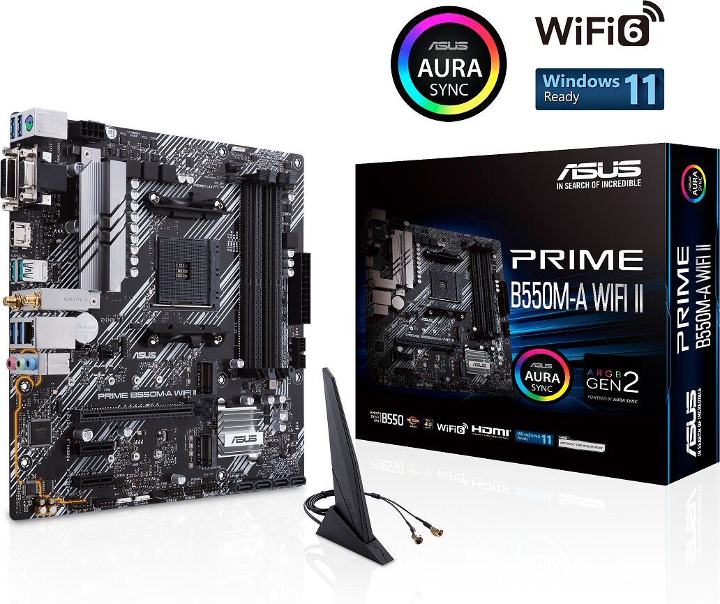 Asus PRIME B550M-A WIFI II AMD B550 DDR4 Micro ATX Motherboard - Socket AM4