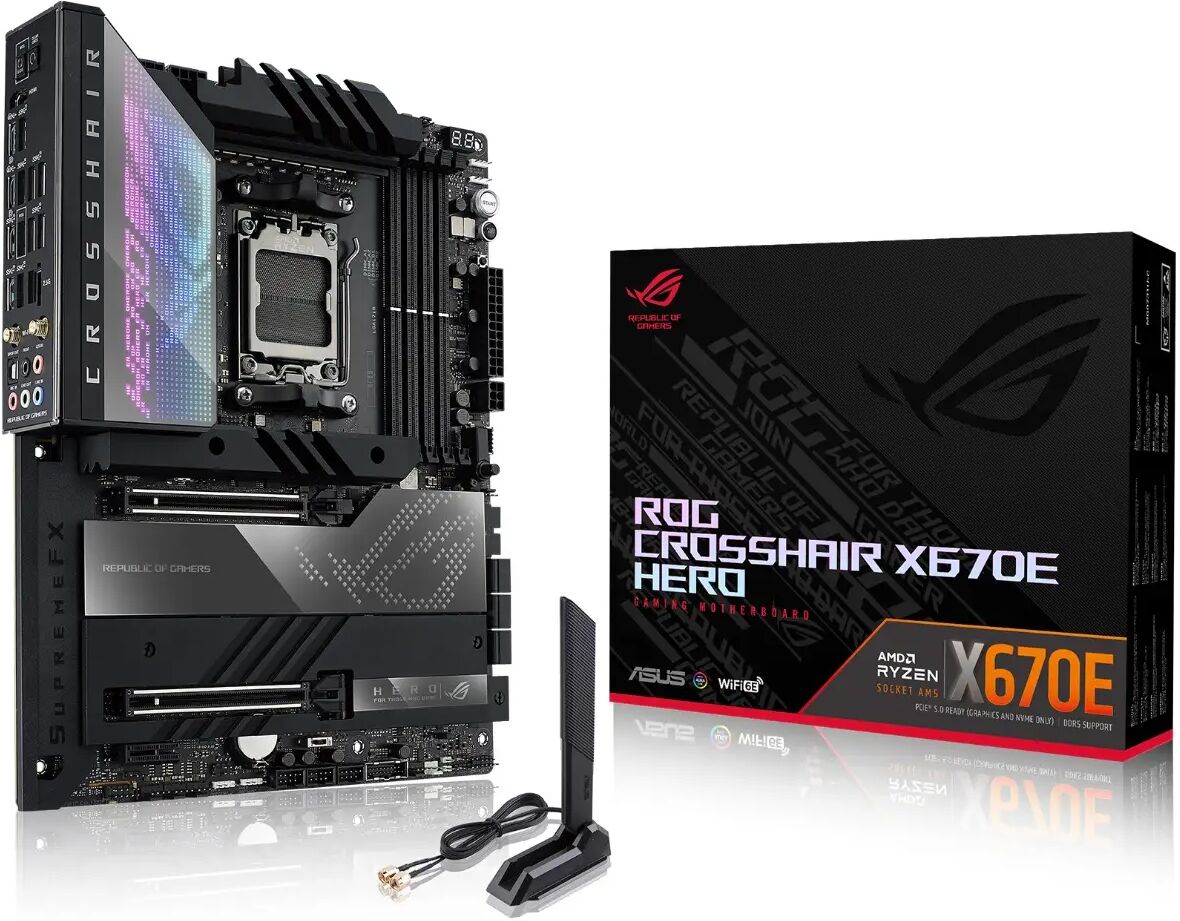 AMD Ryzen 7 7700X Eight Core 5.4GHz, ASUS ROG CROSSHAIR X670E HERO Motherboard CPU Bundle