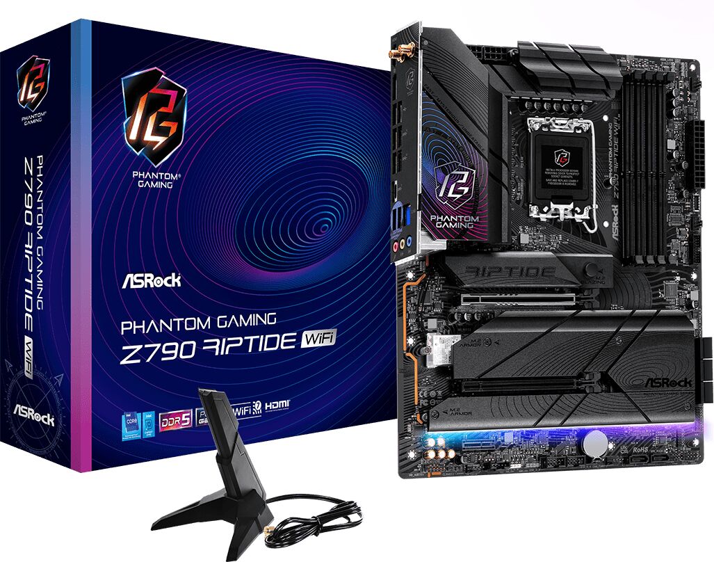 ASRock Z790 Riptide Wifi 7 Intel DDR5 PCIe 5.0 LGA 1700 ATX Wifi Motherboard