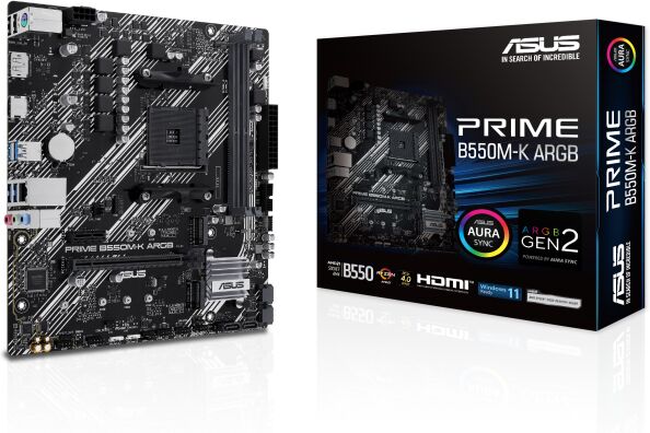 Asus Prime B550M-K ARGB AMD B550 DDR4 Micro ATX Motherboard - Socket AM4