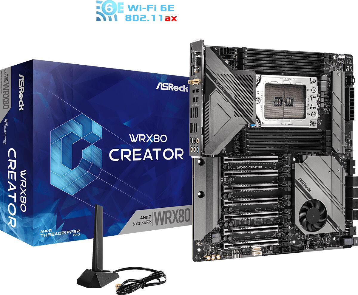 ASRock WRX80 CREATOR R2.0 EATX Quad Channel DDR4 Wifi 6E EATX Threadripper Motherboard - WRX80 CREATOR R2.0