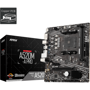 MSI A520M PRO Motherboard - Socket AM4, DDR4, USB 3.0 MSI A520M PRO Motherboard - Socket AM4, DDR4, USB 3.0