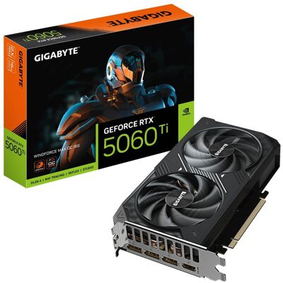 Gigabyte GeForce RTX 5060 Ti WINDFORCE MAX OC 16GB GDDR7 Graphics Card – 128-bit, PCIe 5.0, 2587 MHz Core Clock, 3 × DisplayPort, 1 × HDMI, NVIDIA DLS Gigabyte GeForce RTX 5060 Ti WINDFORCE MAX OC 16GB GDDR7 Graphics Card – 128-bit, PCIe 5.0, 2587 MHz Core Clock, 3 × DisplayPort, 1 × HDMI, NVIDIA DLS