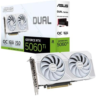 Asus DUAL GeForce RTX 5060Ti 16GB OC Edition GDDR7 Graphics Card - WHITE - 90YV0MH6‑M0NA00 Asus DUAL GeForce RTX 5060Ti 16GB OC Edition GDDR7 Graphics Card - WHITE - 90YV0MH6‑M0NA00