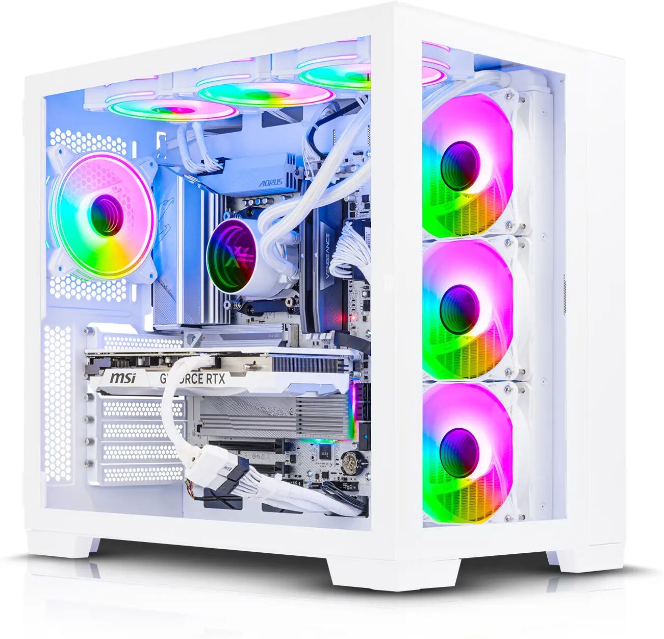 AWD-IT X= CUBE White Ryzen 7 7700 NVIDIA RTX 4070 Super 12GB Desktop PC for Gaming